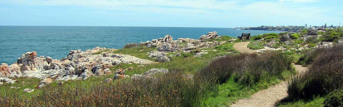 Cliff path with bench hiking