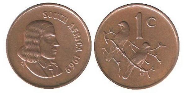 1969 SA 1c coin English 1