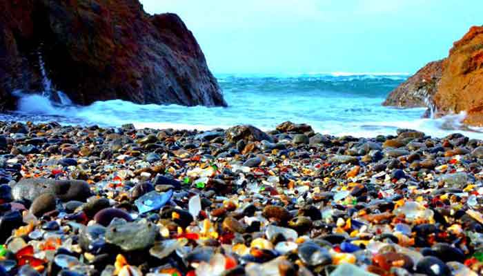 seaglass beach with clear water